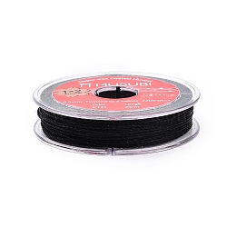 2-Ply Round Waxed Cotton Thread Cords, Import From Japan, Black, 0.5mm, about 21.87 Yards(20m)/Roll(YC-T004-01A-04)