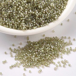 MIYUKI Delica Beads, Cylinder, Japanese Seed Beads, 11/0, (DB1766) Sparkling Celery Lined Light Tea Rose AB, 1.3x1.6mm, Hole: 0.8mm, about 10000pcs/bag, 50g/bag(SEED-X0054-DB1766)
