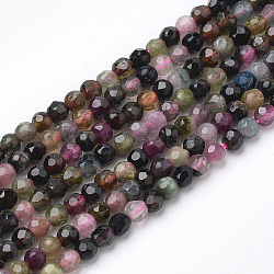 Natural Tourmaline Beads Strands, Faceted, Round, 3mm, Hole: 0.5mm, about 142pcs/strand, 15.16 inch(G-R362-11)