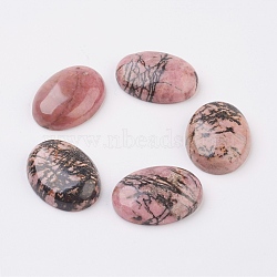 Natural Rhodonite Flat Back Cabochons, Oval, 25x18x7~7.5mm(G-G741-18x25mm-12)