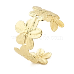 Flower Brass Cuff Open Bangles, Long-Lasting Plated, Golden, Inner Diameter: 2-1/4 inch(5.7cm), 34mm(BJEW-M060-05G)