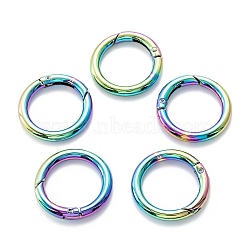 Zinc Alloy Ring Spring Gate Rings, O Rings, Rainbow Color, 34.5x4.6mm, Inner Diameter: 25.5mm(PALLOY-M194-01C-MC)