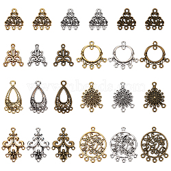 84Pcs 21 Style Tibetan Style Alloy Chandelier Component Links, Mixed Shapes, Mixed Color, 18~35.5x15.5~26.5x1~3.5mm, Hole: 1~1.5mm, 4pcs/style(TIBE-SC0001-74)