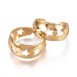 201 Stainless Steel Thick Hoop Earrings, with 304 Stainless Steel Pins, Hollow Star, Golden, 32x28x12mm, Pin: 1.5mm(X-STAS-P244-02G)