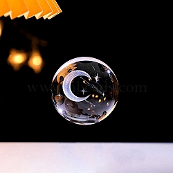 Inner Carving Glass Crystal Ball Diaplay Decoration, Fengshui Home Decor, Clear, Moon, 60mm(PW-WGD9143-06)