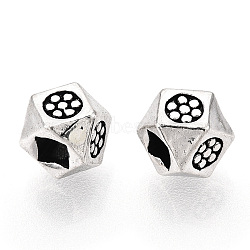 925 Sterling Silver Beads, Polygon, Antique Silver, 5x5x5mm, Hole: 2mm(STER-T007-54AS)