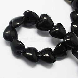 Handmade Lampwork Beads, Heart, Black, 15x15x10mm, Hole: 1~2mm(X-FOIL-R050-15x10mm-2)