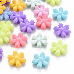 Opaque Acrylic Beads, Dyed, Flower, Mixed Color, 16.5x15x5mm, Hole: 1.6mm, about 852pcs/500g(MACR-S373-23H)