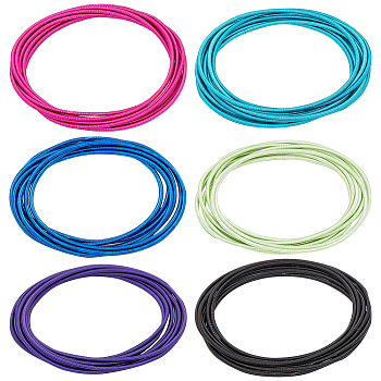 48Pcs 6 Colors Minimalist Spring Chains Stretch Bracelets Set, Steel Guitar String Coil Bracelets for Women, Mixed Color, Inner Diameter: 2-1/4 inch(5.85cm), 8Pcs/color