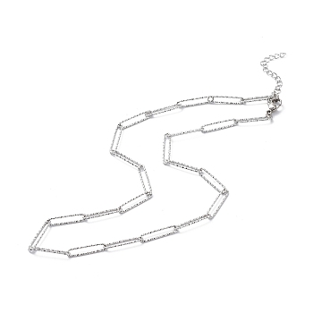 304 Stainless Steel Paperclip Chain Necklace for Men Women, Stainless Steel Color, 17.87 inch(45.4cm)