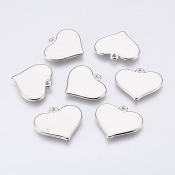 CCB Plastic Pendants, Heart, Platinum, 21x24x2mm, Hole: 1.2mm