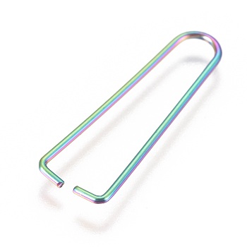 Ion Plating(IP) 304 Stainless Steel Ice Pick Pinch Bails, Clips for Beads, Rainbow Color, 27x8x1mm, Pin: 1mm