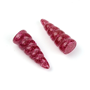 Resin Cabochons, DIY Accessories, with Glitter Powder, Horn, Dark Red, 25.5x10x9mm