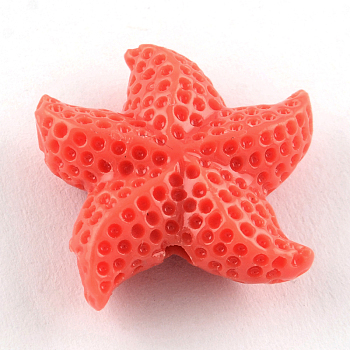 Dyed Synthetical Coral Beads, Starfish/Sea Stars, Coral, 20x19x7mm, Hole: 1.5mm