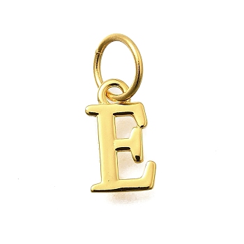 925 Sterling Silver Pendants, Real 18K Gold Plated, Letter, Letter E, 9.5x5.5x1mm, Hole: 4mm