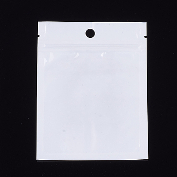Pearl Film Plastic Zip Lock Bags, Resealable Packaging Bags, with Hang Hole, Top Seal, Rectangle, White, 12x9cm, inner measure: 8.5x8cm
