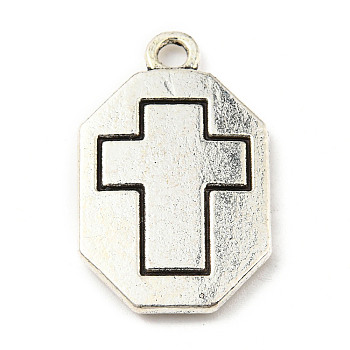 Tibetan Style Alloy Pendants, Cross, Antique Silver, 22.5x14x2mm, Hole: 1.8mm, 182pcs/500g
