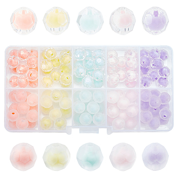 Elite 120Pcs 10 Colors Transparent Acrylic Beads, Bead in Bead, Faceted, Round, Mixed Color, 9.5x9.5mm, Hole: 2mm, 12pcs/color