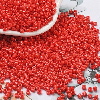 Baking Paint Glass Seed Beads, Cylinder, Orange Red, 2.5x2mm, Hole: 1.4mm, about 45359pcs/pound