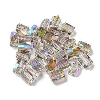 Electroplate Glass Beads, Faceted, Triangle, WhiteSmoke, 7.5x5.5x6mm, Hole: 1.2mm, 100pcs/bag
