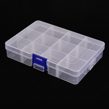 Polypropylene(PP) Bead Storage Container, 12 Compartment Organizer Boxes, with Hinged Lid, Rectangle, Clear, 14.5x10x2.8cm