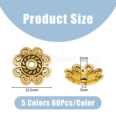 300Pcs 5 Styles Tibetan Style Bead Caps(FIND-DC0003-90)-2