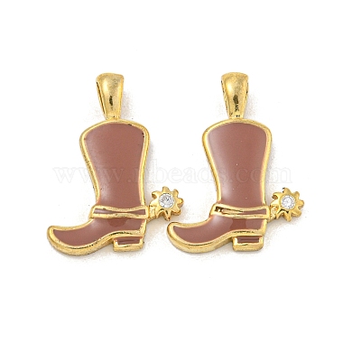 Real 18K Gold Plated Clear Shoes Brass+Cubic Zirconia+Enamel Pendants