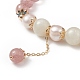 Natural Strawberry Quartz & White Moonstone & Pearl Beaded Stretch Bracelet with Tassel Charms for Women(BJEW-JB09009-01)-4