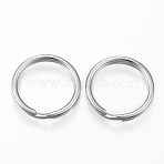 Tarnish Resistant 304 Stainless Steel Split Key Rings, Keychain Clasp Findings, Stainless Steel Color, Inner Diameter: 20mm, 23x1.4~2.2mm(STAS-P178-1.4x23mm-P)
