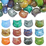 50Pcs Picasso Baking Paint Glass Seed Beads, Cat Head, Mixed Color, 8.5x9.5x5.5mm, Hole: 1mm(GLAA-PA0001-16)