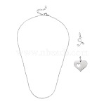 1Pc 304 Stainless Steel Cable Chain Necklaces, with 1Pc 304 Stainless Steel Pendants, Heart with Heart, 1Pc Stainless Steel Charms, Letter with Little Heart, Letter R, 15.7 ~16.5 inch(40~42cm), Pendant: 10.5x8x1mm, Hole: 3.5x2.5mm(NJEW-TA0001-24R)