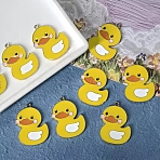Alloy Enamel Pendants, Duck Charms, Golden, 33x25.5x2mm, Hole: 2mm(ENAM-A011-02B-G)