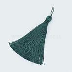 Nylon Tassel Big Pendants, Teal, 105x11mm(AJEW-P044-13)