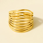 Geometric Multi-layer 304 Stainless Steel Adjustable Cuff Open Rings for Women, Golden, 18mm, Inner Diameter: 17mm(PC6730-2)