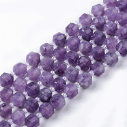 Natural Amethyst Beads Strands, Round, Dyed, Faceted, Purple, 7~8x8mm, Hole: 1.2mm, about 38~40pcs/strand, 15.16inch(38.5cm)(G-R482-06A-8mm)