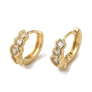 Brass Micro Pave Cubic Zirconia Hoop Earring, with Glass, Light Gold, 15x5mm(EJEW-L271-22KCG-01)
