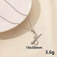 304 Stainless Steel Fox Pendant Necklaces, Cable Chain Necklaces(VH1834-11)