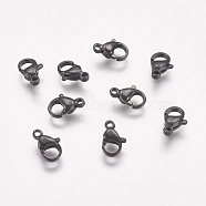 304 Stainless Steel Lobster Claw Clasps, Parrot Trigger Clasps, Electrophoresis Black, 10x6.5x3mm(STAS-P185-10-B)