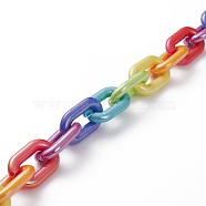 Handmade Opaque Acrylic Cable Chains, for Handbag Chain Making, Colorful, Links: 31x19.5x5.5mm, 39.37 inch(1m)/strand(AJEW-JB00852)