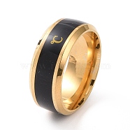 Black Enamel Centigrade Mark Finger Ring, 201 Stainless Steel Jewelry for Women, Golden, Inner Diameter: 17mm(RJEW-I089-03G)