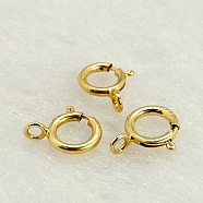 Yellow Gold Filled Spring Ring Clasps, 1/20 14K Gold Filled, Cadmium Free & Nickel Free & Lead Free, 6mm, Hole: 1mm(X-KK-G163-6mm-1)