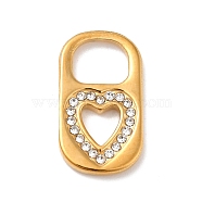 Vacuum Plating 304 Stainless Steel Pendants, with Crystal Rhinestone, Padlock with Heart, Golden, 20x11x2mm, Hole: 7.3x6mm(STAS-F277-15G)
