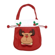 Christmas Velvet Candy Bags Decorations, Drawstring Cartoon Doll Bag, with Handle, for Christmas Party Snack Gift Ornaments, Elk Christmas Reindeer/Stag, Red, 37.5x20x10~21cm(ABAG-I003-01D)