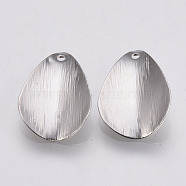 Brass Pendants, Petal, Platinum, 20x13.5x2mm, Hole: 1.2mm(KK-Q747-12P)