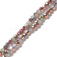Electroplated Glass Beads Strands, Multi-color Plated, Faceted, Abacus, Dark Gray, 3x2.5mm, Hole: 0.7mm, about 186pcs/strand, 17.32 inch(44cm)(GLAA-G097-02A-02)