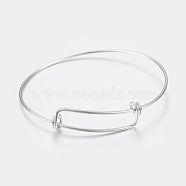 Adjustable 304 Stainless Steel Bangles, Stainless Steel Color, 60x65mm(2-3/8 inchx2-1/2 inch)(BJEW-K187-03P)