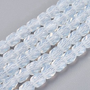 Opalite Beads Strands, Faceted, Cube, White, 6x6x6mm, Hole: 1mm, about 71pcs/strand, 16.5 inch(GLAA-F002-G04)