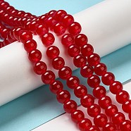 Baking Painted Imitation Jade Glass Round Bead Strands, Red, 8.5~9mm, Hole: 1.5mm, about 105pcs/strand, 31.8 inch(X-DGLA-Q021-8mm-05)