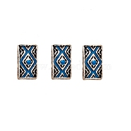 Alloy Enamel Cabochons, Nail Art Decoration Accessories, Rectangle with Rhombus, Blue, Antique Silver, 8x4.5x1mm(MRMJ-TAC0005-07B)