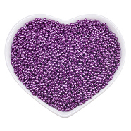 Ornaland 12/0 Glass Seed Beads, Baking Varnish, Opaque Colours, Round, Purple, 2x1.5mm, Hole: 0.3mm, about 11200pcs/bag(SEED-OL0001-20-21)